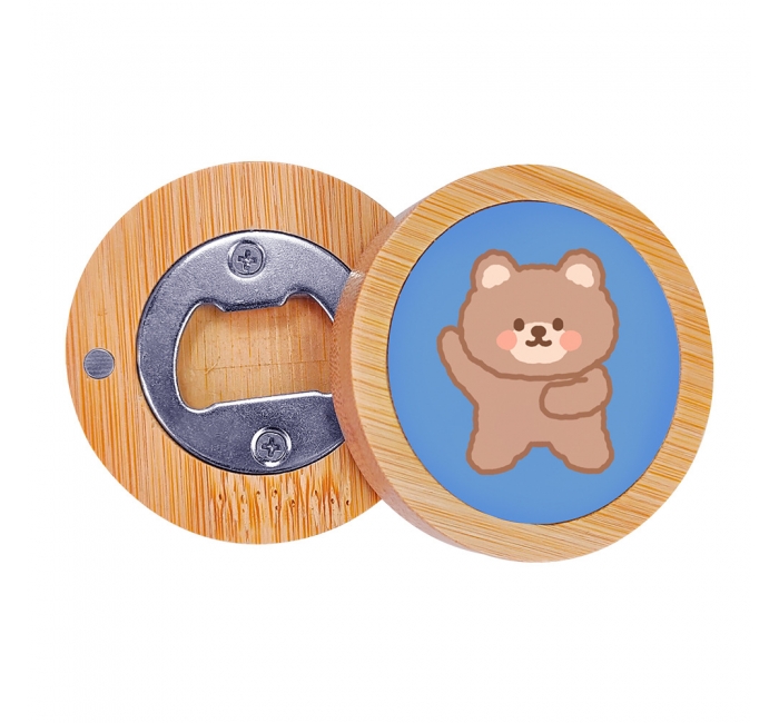 厂家直发热转印开瓶器创意榉实木磁性冰箱贴可定logo素材批发